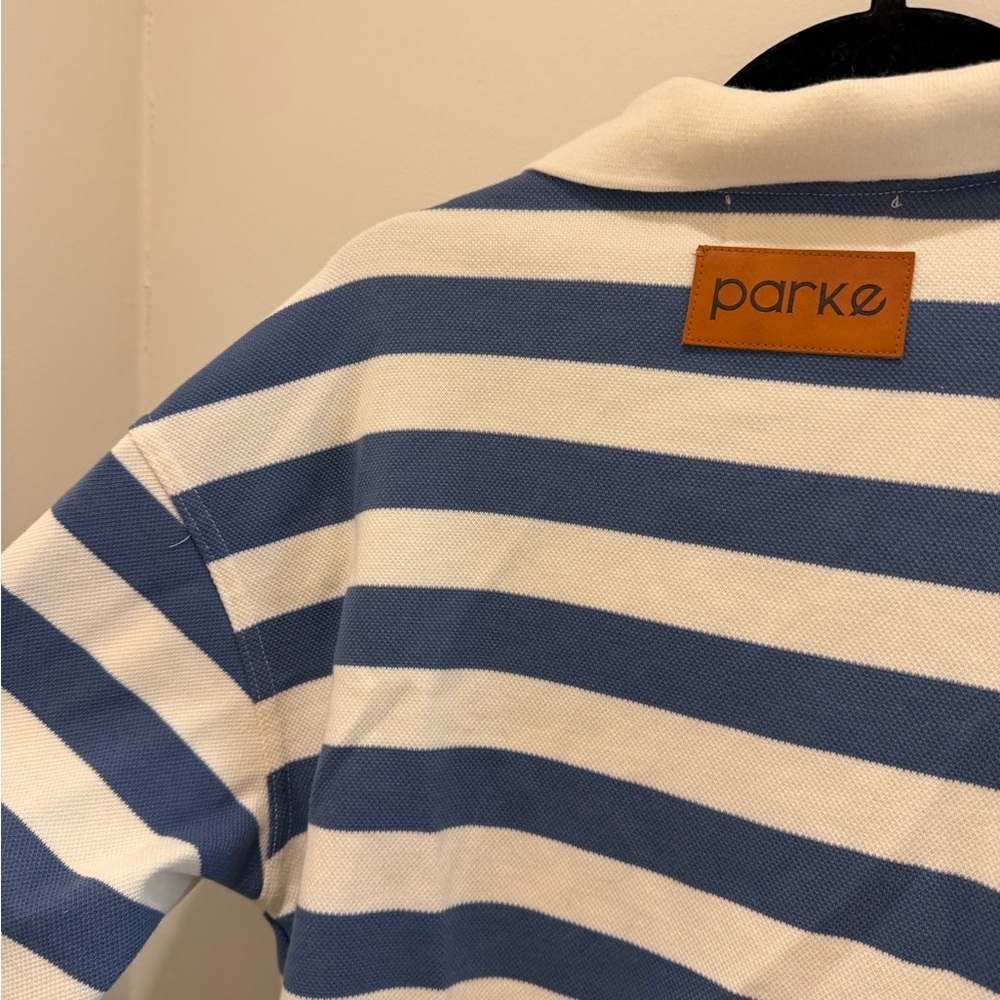 Parke Women's Blue and White Striped Crew Neck Sweater - Picture 4 of 4